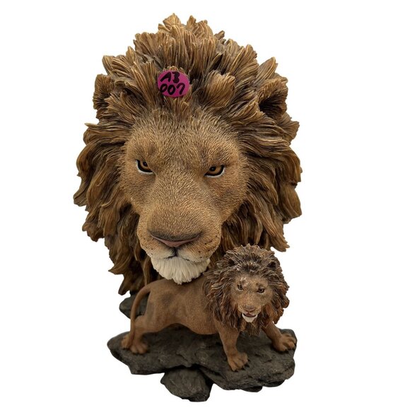 Vintage Majestic Lions Bust & Full Body RARE Statue Collectible Wildlife Decor - Picture 13 of 13
